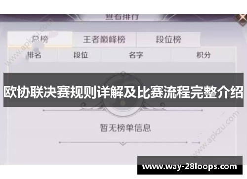 欧协联决赛规则详解及比赛流程完整介绍 欧协联决赛规则详解及比赛流程完整介绍